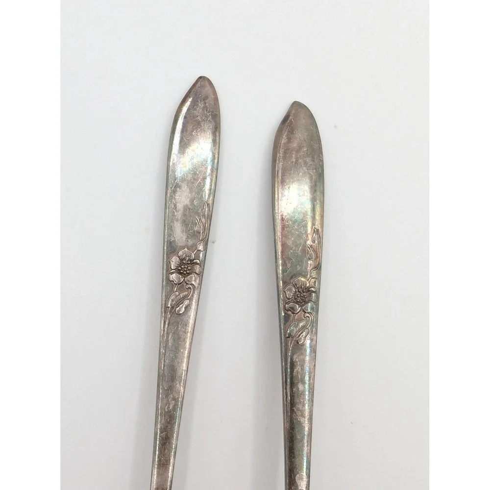 Vintage Gorham Silver Plate‎ Iced Tea Spoons Floral Pattern Set of 2 7.5 Inch